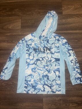 Huk Kids Light Blue Camo Hooded Rashguard